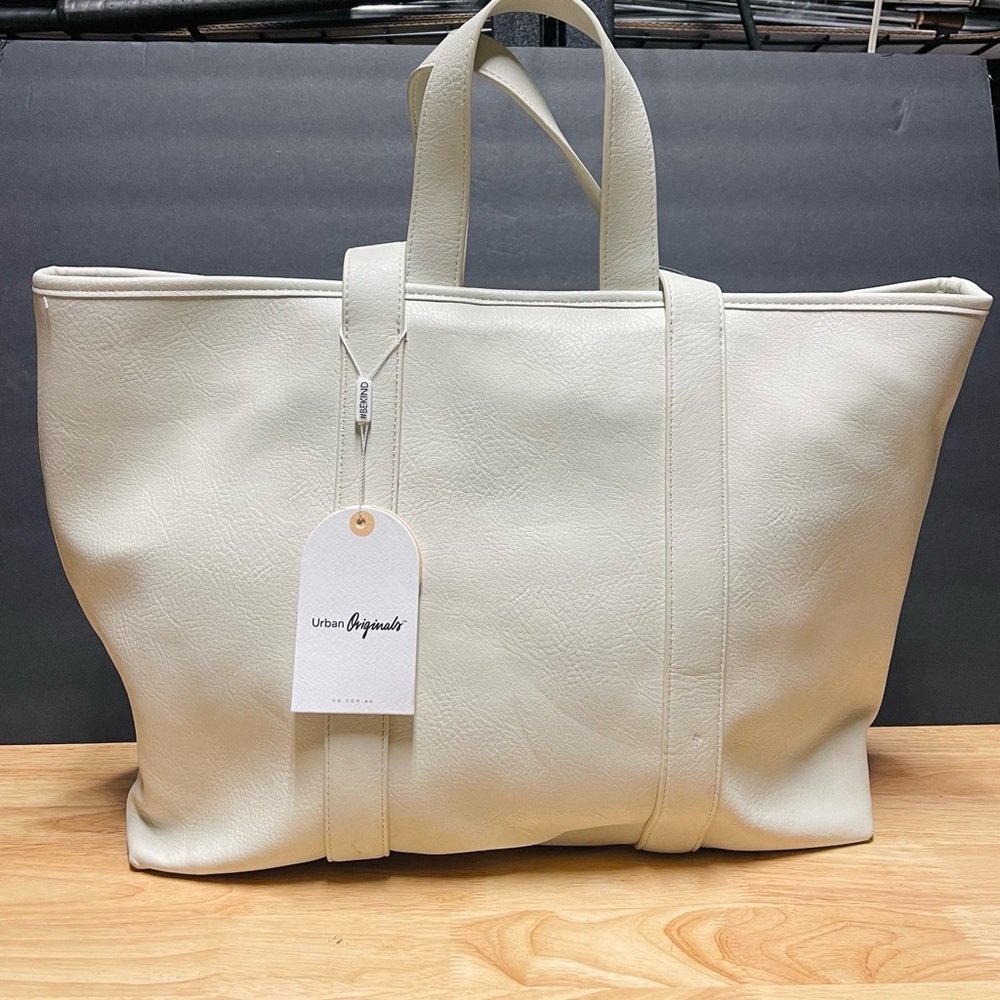 Urban Originals Cream Leather Tote with Double Handles